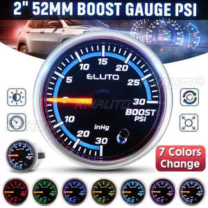 Medidor de Presión de Turbo Universal para Automóvil, -1~2 BAR/-30~30 PSI, 2'' 52mm, 7 Colores LED, 12V, Indicador de Presión de Turbo - Product Image 1