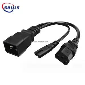 3 in 1 dual 1.8m/6ft Connector Female 2m Plug Extension Price Pdu with socket Y branch C20 /C13/c14 Dual 1 C13 C14 Splitter
