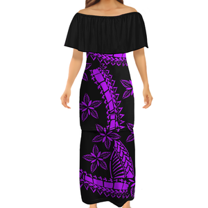 Samoan-vestidos con diseño de <span class=keywords><strong>tatuaje</strong></span> para <span class=keywords><strong>mujer</strong></span>, vestidos de un <span class=keywords><strong>hombro</strong></span>, estampado 3D <span class=keywords><strong>Tribal</strong></span> polinesiano, volantes, Puletasi de medio <span class=keywords><strong>hombro</strong></span> - Product Image 2