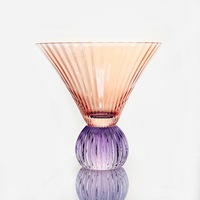 Verres à vin et coupes à dessert en cristal coloré modernes, capacité 300 ml, lavables au lave-vaisselle (30 cycles), sans pied, pour mariages et fêtes