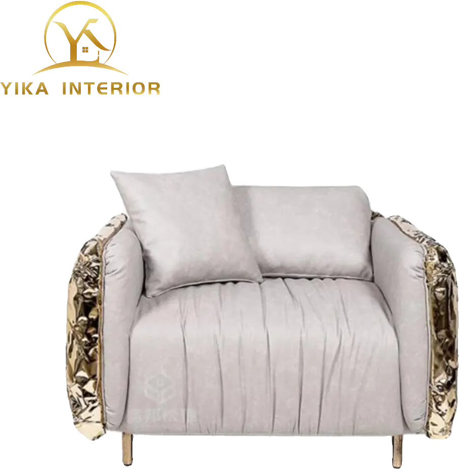 Bocadolobo sofá de cuero de lujo ligero italiano de acero inoxidable moderno simple sala de estar sofá de franela