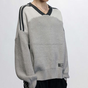 Jersey de Rugby Jacquard con Estampado Desgastado, Cuello en V, Estilo Casual, para Todas las Temporadas - Product Image 5