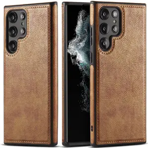 Leather Mobile Phone Case For Samsung Galaxy S24 S22 Ultra S23 Plus PU Leather Back Cover