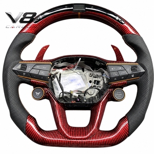 Volante de Fibra de Carbono Real Personalizado Estilo Deportivo de Carreras, Accesorios Interiores para Automóviles V8carbon para Cupra <span class=keywords><strong>Leon</strong></span> FR 19+ - Product Image 4
