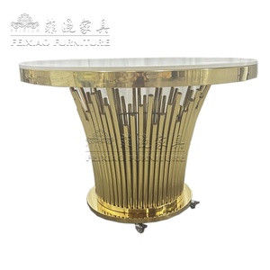 Thiết kế mới đám cưới khách sạn đồ nội thất bên vàng thép không gỉ MDF Top bánh bảng với bánh xe - Product Image 1