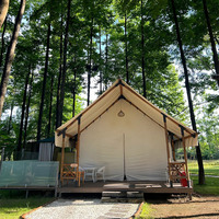 Tienda de Campaña Doble Capa con Diseño de Loft, Refugio Glamping de Dos Pisos, Baño Opcional, Material de Tela Oxford Impermeable para Todas las Estaciones