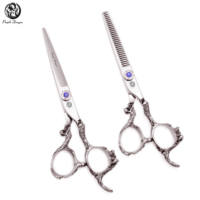 Ciseaux à cheveux professionnels Ciseaux de coiffure Dragon violet Vente en gros Personnalisé Affûté Barbier Japon Acier inoxydable Salon Maison