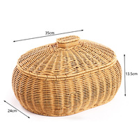 Panier de rangement rond en rotin tressé, durable, écologique et moderne, avec couvercle, grandes et petites tailles, pour aliments, fruits, pain, usage domestique ou cadeau