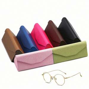 Boîte à lunettes pliable colorée en gros, accessoires pour lunettes, étui rigide triangulaire pour lunettes - Product Image 1