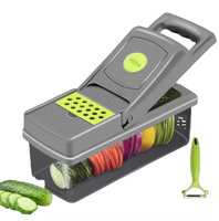 Mandoline manuelle multi 12 en 1 pour cuisine, coupe-oignons, coupe-légumes, coupe-légumes