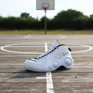 Zapatillas de Baloncesto Nike Air Zoom Flight 95 para Hombre, Color Blanco Vela, Marfil Pálido, Negro, Malla Sintética, Suela de Goma, Entresuela de EVA, Resorte - Product Image 2