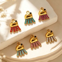 Pendentifs Main de Fatma P476 en Acier Inoxydable Plaqué Or avec Zircons Cubiques Multicolores, Breloques Hamsa Étanche Anti-ternissement pour Bijoux de Protection DIY