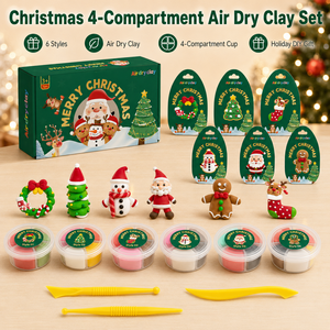 Kit de slime à séchage à l'air à 4 compartiments pour Noël, 6 tasses, 6 styles, figurines DIY, ensemble cadeau OEM pour enfants, vente <span class=keywords><strong>en</strong></span> gros - Product Image 1