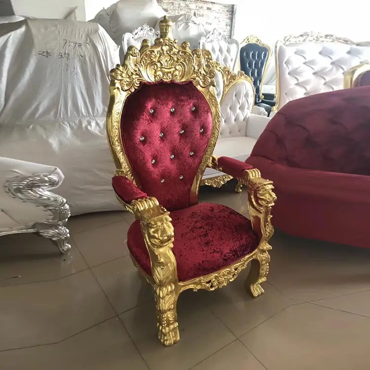 Высококачественные роскошные деревянные бархатные резная стулья королевы Тиффани для свадебной вечеринки торжества короля