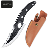 Couteau à désosser professionnel pour cuisine, acier à haute teneur en carbone, couteau de boucher martelé, hachoir à viande avec étui en cuir