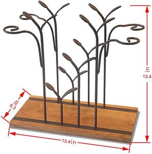 Oem ODM rượu vang thủy tinh giá gỗ kim loại rượu vang giá Countertop Giá rượu với kính chủ - Product Image 2