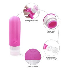 Ensemble de flacons de voyage de 90 ml, approuvé par la TSA pour les vols en <span class=keywords><strong>avion</strong></span>, ensemble de flacons de toilette étanches, <span class=keywords><strong>kit</strong></span> de flacons de toilette en silicone rechargeables - Product Image 4