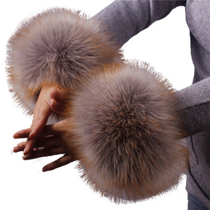 Mode détachable fourrure poignets accessoires femmes fausse fourrure poignets hiver moelleux bras plus chaud botte manchettes fourrure jambières - Product Image 1