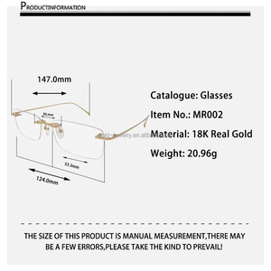 AU75018kリアルイエローゴールドメガネ良質ソリッドゴールドハイジュエリー長方形男性眼鏡卸売 - Product Image 6