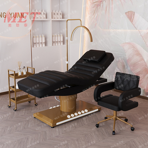 Sang Trọng Hiện Đại Động Cơ 3/4 Điện Vẻ Đẹp Lông Mi Giường Salon Đồ Nội Thất Vàng Cơ Sở Màu Hồng Mặt Spa Massage Giường Lông Mi Mở Rộng Giường - Product Image 4
