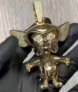 จี้เพชรโมอิสแท้รูปการ์ตูนฮิบฮอบสุดหรูมี2CT ตัดรูปเจ้าหญิงสีเหลืองทอง14K ปรับแต่งได้ - Product Image 1