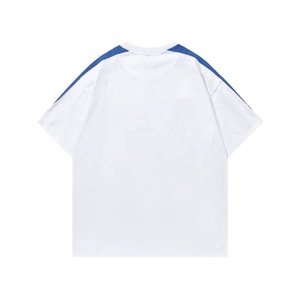 T-shirts en coton surdimensionnés OEM vente en gros T-shirt de coupe en boîte à la mode T-shirt blanc patchwork - Product Image 2