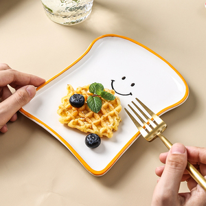 High-temperature Resistance Ceramic Plate Creative Toast Bread Shape Plate <strong>Dessert</strong> <strong>Tray</strong> for Breakfast - Product Image 3