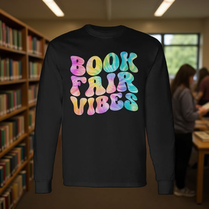 Book Fair Vibes Tie Dye T-shirt à manches longues School Reading Nostalgic - Product Image 3