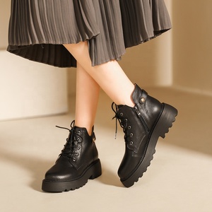 Botas de Piel Negra para Mujer, Estilo Británico, Forro de Piel, Cierre de Cremallera, Resistentes al Desgaste, Antideslizantes, para Otoño e Invierno - Product Image 2