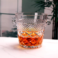 Seau à glace en verre cristal FLVC 2L, design minimaliste moderne, pour bar et usage domestique, idéal pour les blocs de glace.