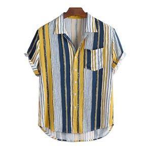 <span class=keywords><strong>Chemise</strong></span> à manches courtes d'été <span class=keywords><strong>grande</strong></span> <span class=keywords><strong>taille</strong></span> pour hommes Bar vertical Chemises imprimées de smoking Chemises élégantes à fleurs pour hommes - Product Image 1