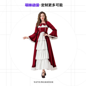 Disfraces de Halloween para adultos, estilo medieval, retro, renacentista, europeo, estilo corte americano, varios colores, vestido de fibra de poliéster - Product Image 4