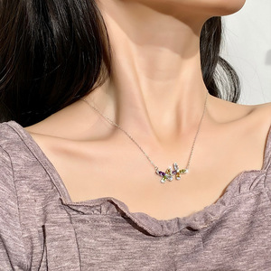 9 Simple Colored Gemstone Butterfly Chokers Necklace 3*6mm 3*4mm Rainbow Natural Stone 925 Sterling Silver Minimalist Fine - Product Image 3