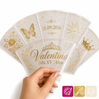 Etiqueta Personalizada para Recuerdo de Boda en Dorado Rosa con Transferencia UV, para Vidrio y Cerámica, Resistente al Agua, con Nombre y Fecha Personalizados, para Eventos de Quinceañera