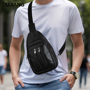 Men's Genuine Leather Chest <b>Bag</b> Solid Color Wear-Resistant Crossbody Shoulder <b>Bag</b> Everyday Outfits Fashionable Spring 2025 - Product Image 2