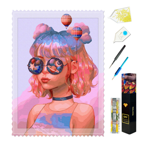 Peinture Diamant Style Coréen : Kit de Peinture Diamant Complet avec Résine Carrée, Motif Fille Cartoon, Décoration Murale pour Kits Cadeaux - Product Image 1