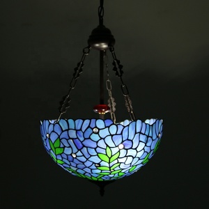 LongHuiJing High End Quality Stained Glass for Pendant <b>Lights</b> 3 16Inch Wide Vintage Style Inverted <b>LED</b> <b>Ceiling</b> Hanging Lamp - Product Image 2