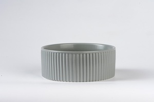 Caixa de cerâmica para animais de estimação, conjunto de tigelas de cerâmica para cachorros e gatos, com listras nórdicas - Product Image 3