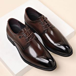 New Model Business-Grade Top-Grain Cowhide Men's Leather <b>Shoes</b> Wedding Business Casual Breathable <b>Height</b> <b>Increasing</b> Waterproof - Product Image 4