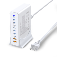 Station de charge de bureau HNT 800W GaN 10 ports 8C 2A PD3.1 multi-appareils, alimentation portable pour ordinateur portable et smartphone