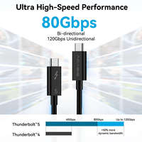 Carte d'extension Thunderbolt 5 80 Gbps avec adaptateur USB 2.0 port TB5 et câble de 0,5 m pour ordinateurs et imprimantes USB 3.2 TB5/4/3/iOS