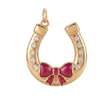 HB913 Dijes de la Serie Western Lucky Horseshoe de Acero Inoxidable Bañado en Oro con Circonita Cúbica y Colgante Floral con Lazo para Fabricación de Joyas DIY