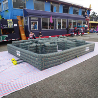 Grand château gonflable en PVC écologique vert 9x11m, parcours d'obstacles interactif extérieur pour enfants et adultes, jeu parent-enfant
