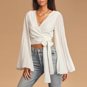 White Chiffon Long Sleeves Blouse China 