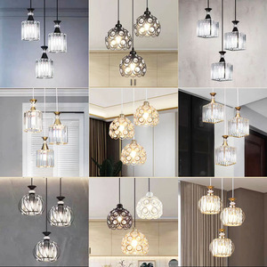 Fransız Hafif Lüks 9u Restoran Avizesi Üç Başlı Yemek Odası Lambası Yuvarlak Modern ve Sade Kristal Masa - Product Image 2