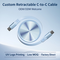 Câble de charge rétractable CtoC durable à motif CD - Prise en charge PD 60W |   Matériau ABS, design moderne et portable