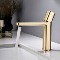Robinet de lavabo de salle de bain contemporain à trou unique en laiton poli de haute qualité avec cartouche en céramique