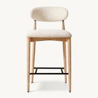Chaise de salle à manger en bois massif de style minimaliste américain, chaise de bar en bois de style crème, chaise en tissu de style américain.