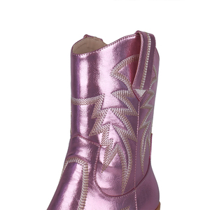 WETKISS Bottes de cheville occidentales à bout pointu en PU, bottes de cow-girl brodées, bottes de cow-boy <span class=keywords><strong>roses</strong></span> métalliques, chaussures pour femmes pour le Texas - Product Image 6