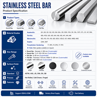 Barre en acier inoxydable duplex 2205, 6 mm, 200 mm, 3 m, 6 m, H9, ASTM A276, A479, UNS S31803, profils standard, personnalisation possible